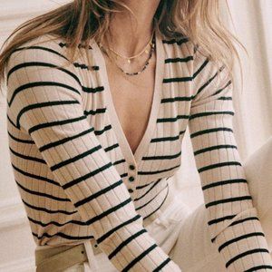 Sezane Striped Lou Top - Ribbed Long Sleeve Shirt